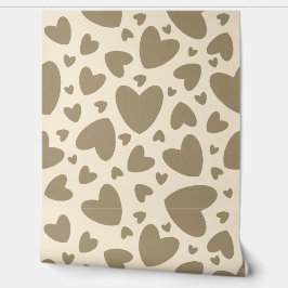 Bronze Love Hearts Cream Behang
