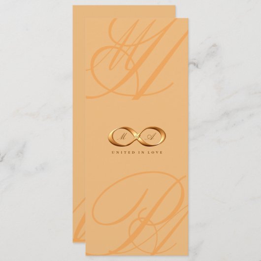 Bronze Love Infinity Hand Clasp Wedding Invite Kaart (Voorkant / Achterkant)