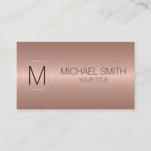 Bronze Luxury Roestvrij staal Monogram #2 Visitekaartje (Voorkant)