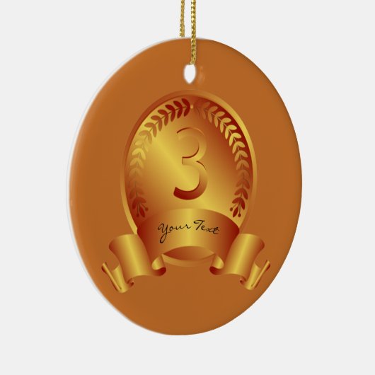 Bronze Medal, aangepaste tekst, drie bekroonde win Keramisch Ornament (Rechts)