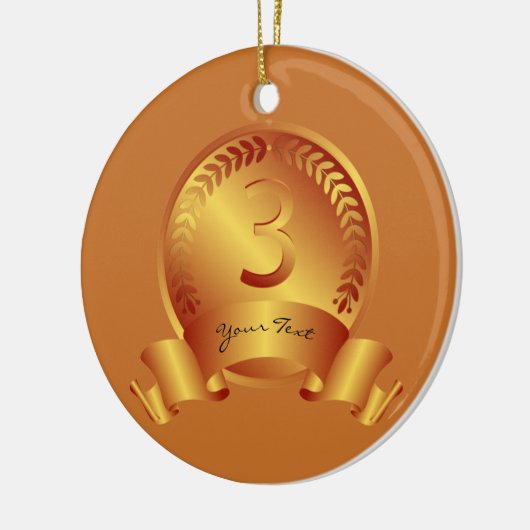 Bronze Medal, aangepaste tekst, drie bekroonde win Keramisch Ornament (Links)