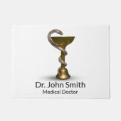 Bronze Medical Bowl Hygieia Snake White Caduceus Deurmat (Voorkant)