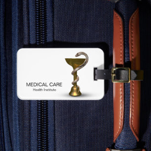 Bronze Medical Bowl Hygieia White Snake Caduceus Bagagelabel