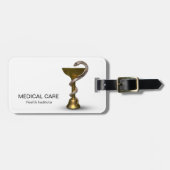 Bronze Medical Bowl Hygieia White Snake Caduceus Bagagelabel (Voorkant horizontaal)