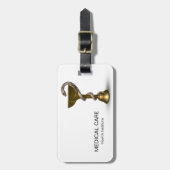 Bronze Medical Bowl Hygieia White Snake Caduceus Bagagelabel (Voorkant verticaal)