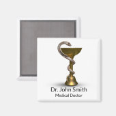 Bronze Medical Bowl Snake Hygieia White Caduceus Magneet (Voorkant / Achterkant)