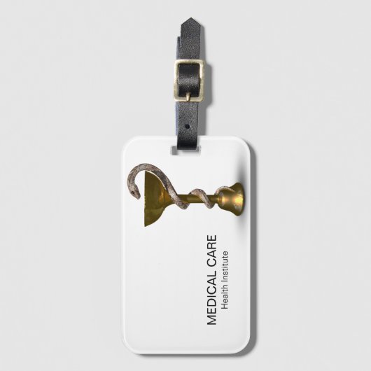 Bronze Medical slang Bowl Hygieia White Caduceus Bagagelabel (Voorkant (verticaal))
