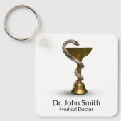 Bronze Medical slang Bowl Hygieia White Caduceus Sleutelhanger (Voorkant)