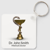 Bronze Medical slang Bowl Hygieia White Caduceus Sleutelhanger (Achterkant)