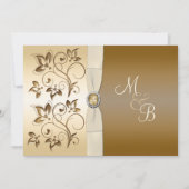 Bronze met Ivory Ribbon Monogrammed Uitnodiging (Voorkant)