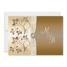 Bronze met Ivory Ribbon Monogrammed Uitnodiging