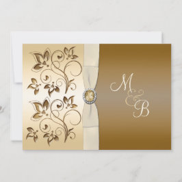 Bronze met Ivory Ribbon Monogrammed Uitnodiging