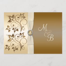 Bronze met Ivory Ribbon Monogrammed Uitnodiging