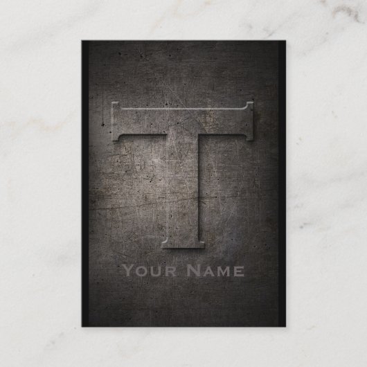 Bronze Metal Monogrammed T Visitekaartje (Voorkant)