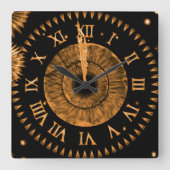 Bronze Midnight Clock Vierkante Klok (Voorkant)