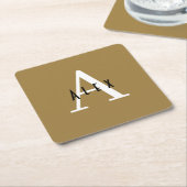 Bronze Mist Brown Modern Custom Monogram Kartonnen Onderzetters (Schuin)