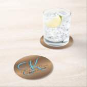 Bronze Monogram Amazing Fab Ronde Kartonnen Onderzetter (Insitu)