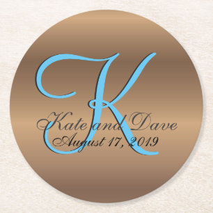 Bronze Monogram Amazing Fab Ronde Kartonnen Onderzetter