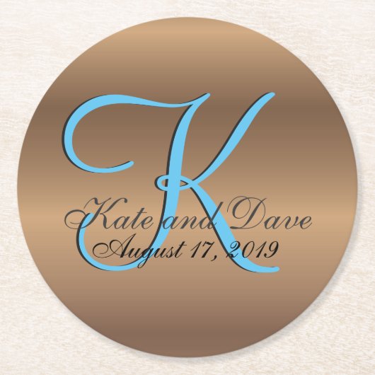 Bronze Monogram Amazing Fab Ronde Kartonnen Onderzetter (Voorkant)