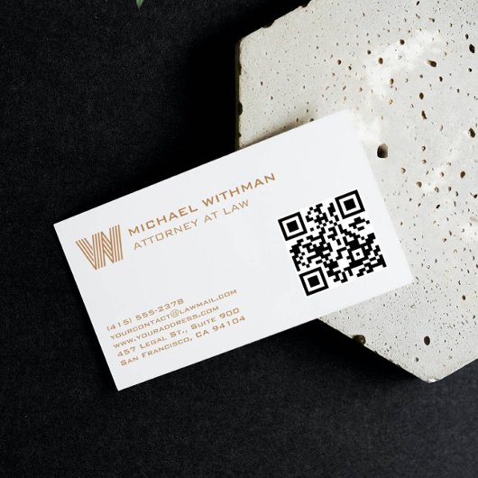 BRONZE MONOGRAM LINE QR LAWYER ACCOUNTANT VISITEKAARTJE