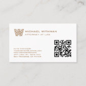 BRONZE MONOGRAM LINE QR LAWYER ACCOUNTANT VISITEKAARTJE (Voorkant)