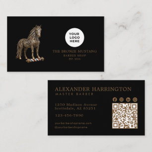 Bronze Mustang Professional Barber Shop Qr Code Visitekaartje