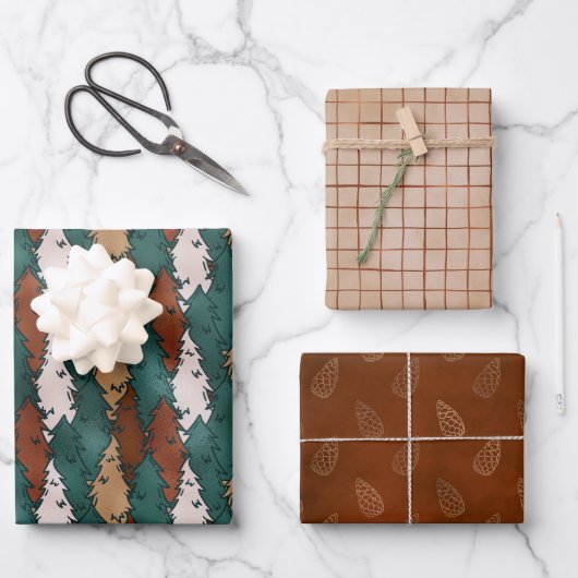 Bronze Neutrale kerstkaarten voor kerstinpakken Inpakpapier Vel (Voorkant)