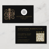 Bronze Octopus Professionele Kapper Qr Code Visitekaartje (Voorkant / Achterkant)