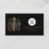 Bronze Octopus Professionele Kapper Qr Code Visitekaartje (Voorkant)