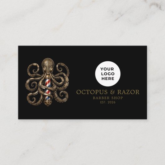 Bronze Octopus Professionele Kapper Qr Code Visitekaartje (Voorkant)