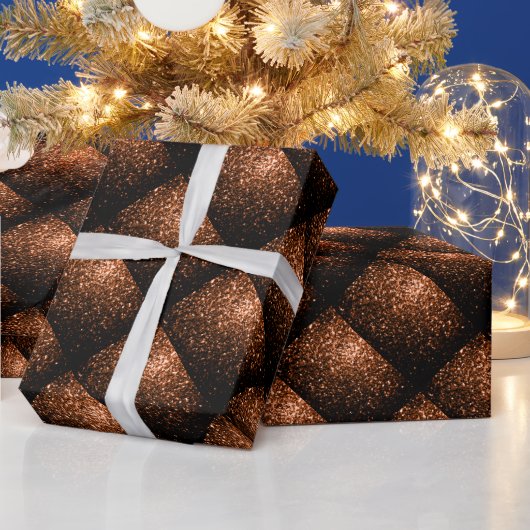 Bronze Oranje bruine glitter sparkles beton patroo Cadeaupapier (Feestdagen)
