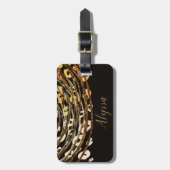 Bronze Oranje Cheetah Animal Print Exotic Print Bagagelabel (Voorkant verticaal)