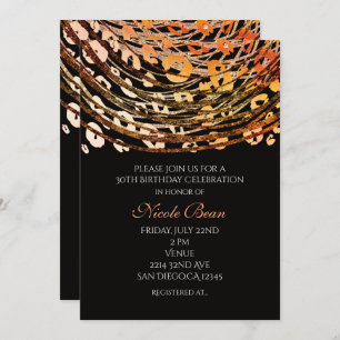 Bronze Oranje Cheetah Exotic Party Invitations Kaart