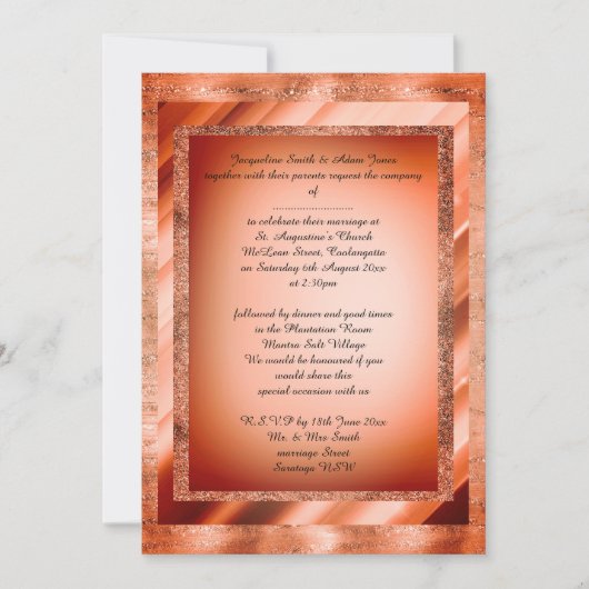 Bronze Oranje Multi Pattered elegant bruiloft Kaart (Voorkant)