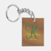 Bronze Pecan 3d Monogram Sleutelhanger (Voorkant Links)