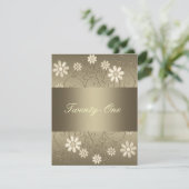 Bronze Pewter Metal Cream Flowers 21st Birthday Kaart (Staand voorkant)