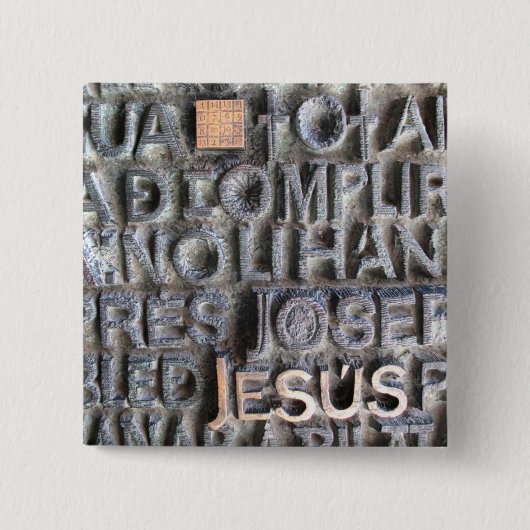 Bronze Plaque Jesus Sagrada Familia Foto BUTTON (Voorkant)