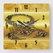 Bronze Poisonous scorpion zeer venomeus insect Vierkante Klok (Voorkant)