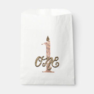 Bronze Polka Dots Roos Gold ONE 1 1e verjaardag Bedankzakje