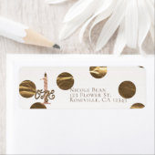 Bronze Polka Dots Roos Gold ONE 1 1e verjaardag Etiket (Insitu)