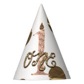 Bronze Polka Dots Roos Gold ONE 1 1e verjaardag Feesthoedjes (Voorkant)