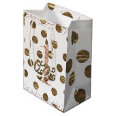 Bronze Polka Dots Roos Gold ONE 1 1e verjaardag Medium Cadeauzakje (Achterkant Gekanteld)