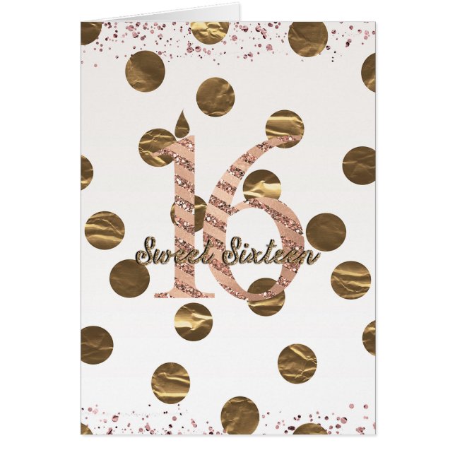 Bronze Polka Dots Roos Gold Sweet 16 Birthday (Voorkant)