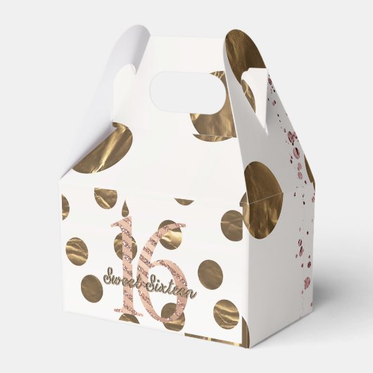 Bronze Polka Dots Roos Gold Sweet 16 Birthday Bedankdoosjes (Voorkant Zijde)