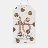 Bronze Polka Dots Roos Gold Sweet 16 Birthday Cadeaulabel (Achterkant)