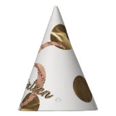 Bronze Polka Dots Roos Gold Sweet 16 Birthday Feesthoedjes (Rechts)