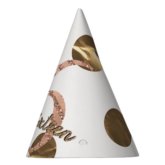 Bronze Polka Dots Roos Gold Sweet 16 Birthday Feesthoedjes (Rechts)