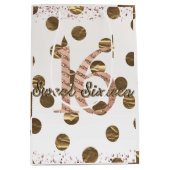 Bronze Polka Dots Roos Gold Sweet 16 Birthday Medium Cadeauzakje (Voorkant)