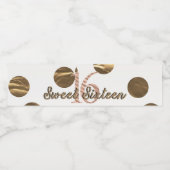 Bronze Polka Dots Roos Gold Sweet 16 Birthday Waterfles Etiket (Enkel label)
