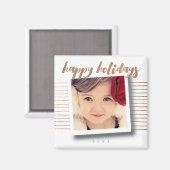 Bronze Prettige feestdagen met kerstfoto Magneet (Voorkant / Achterkant)